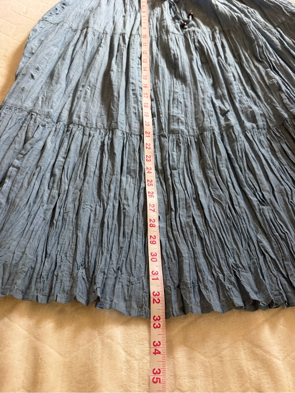 White Stag Tiered Maxi Skirt Women XL Blue Cotton Chambray Boho Coastal Cowgirl - Picture 9 of 9